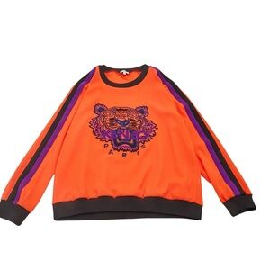 SOLD!!Kenzo Orange and Purple Tiger embroidered Sweatshirt , size S